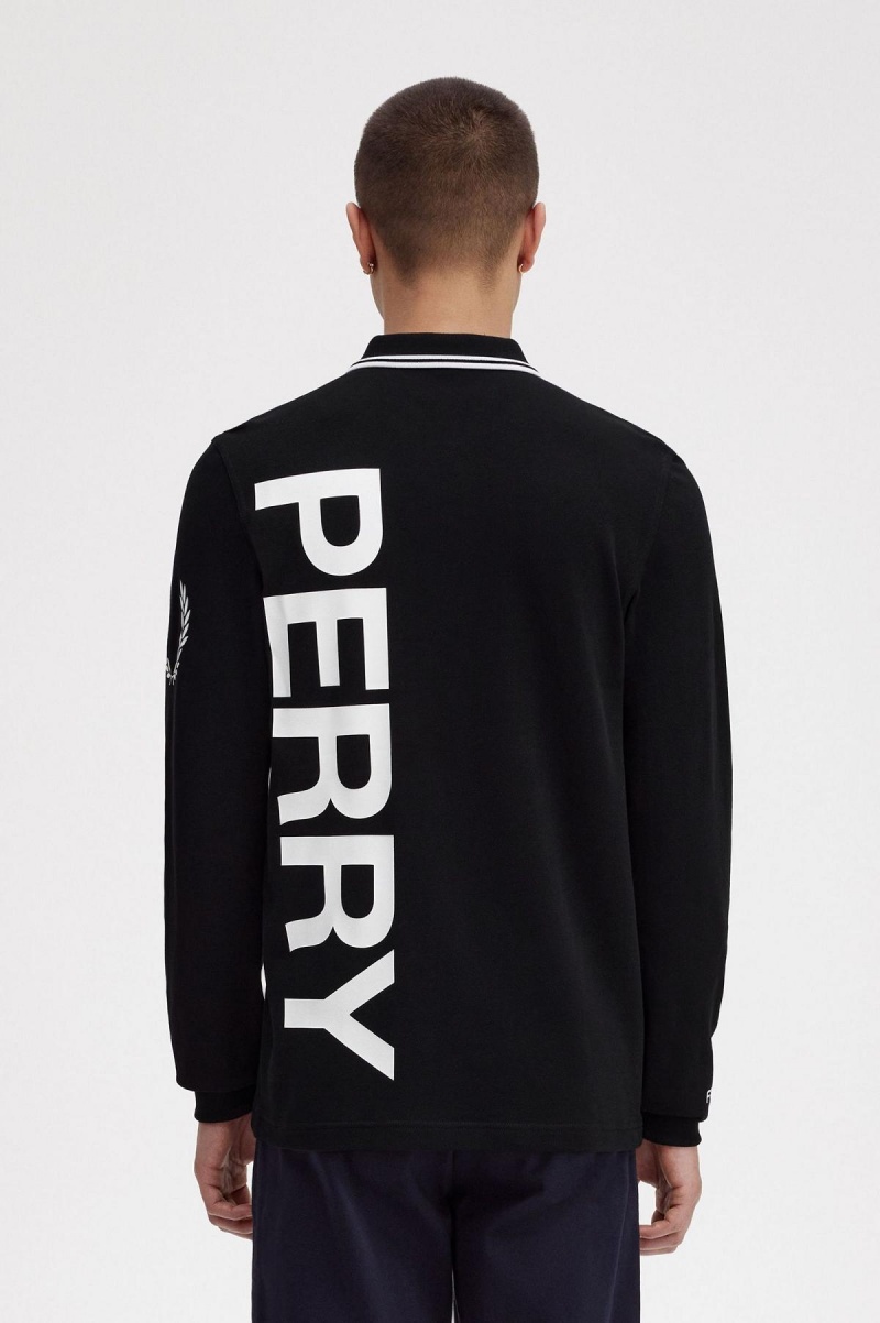 Fred Perry Bold Graphic Long Sleeve Fred Perry Shirt Polo Shirts Herren Schwarz | QCHUV74722