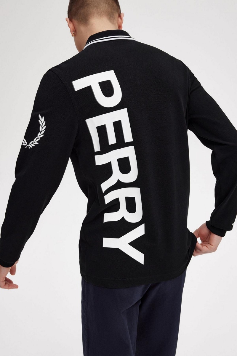 Fred Perry Bold Graphic Long Sleeve Fred Perry Shirt Polo Shirts Herren Schwarz | QCHUV74722