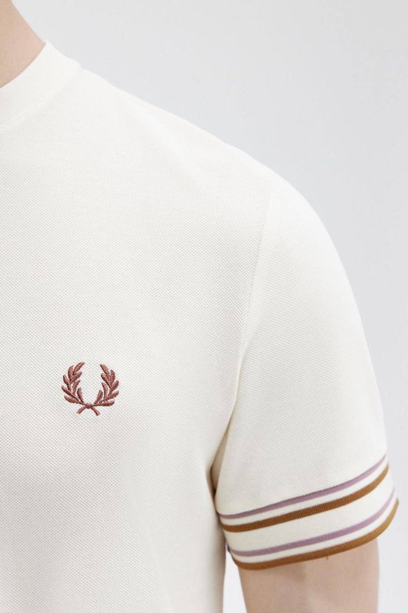 Fred Perry Bold Tipped Piqué T-shirts Herren Ecru | GCHEC82638