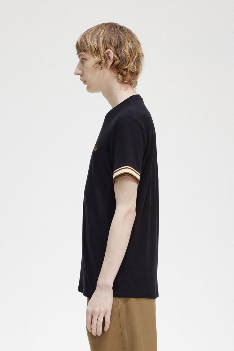 Fred Perry Bold Tipped Piqué T-shirts Herren Schwarz | TCHPQ59104