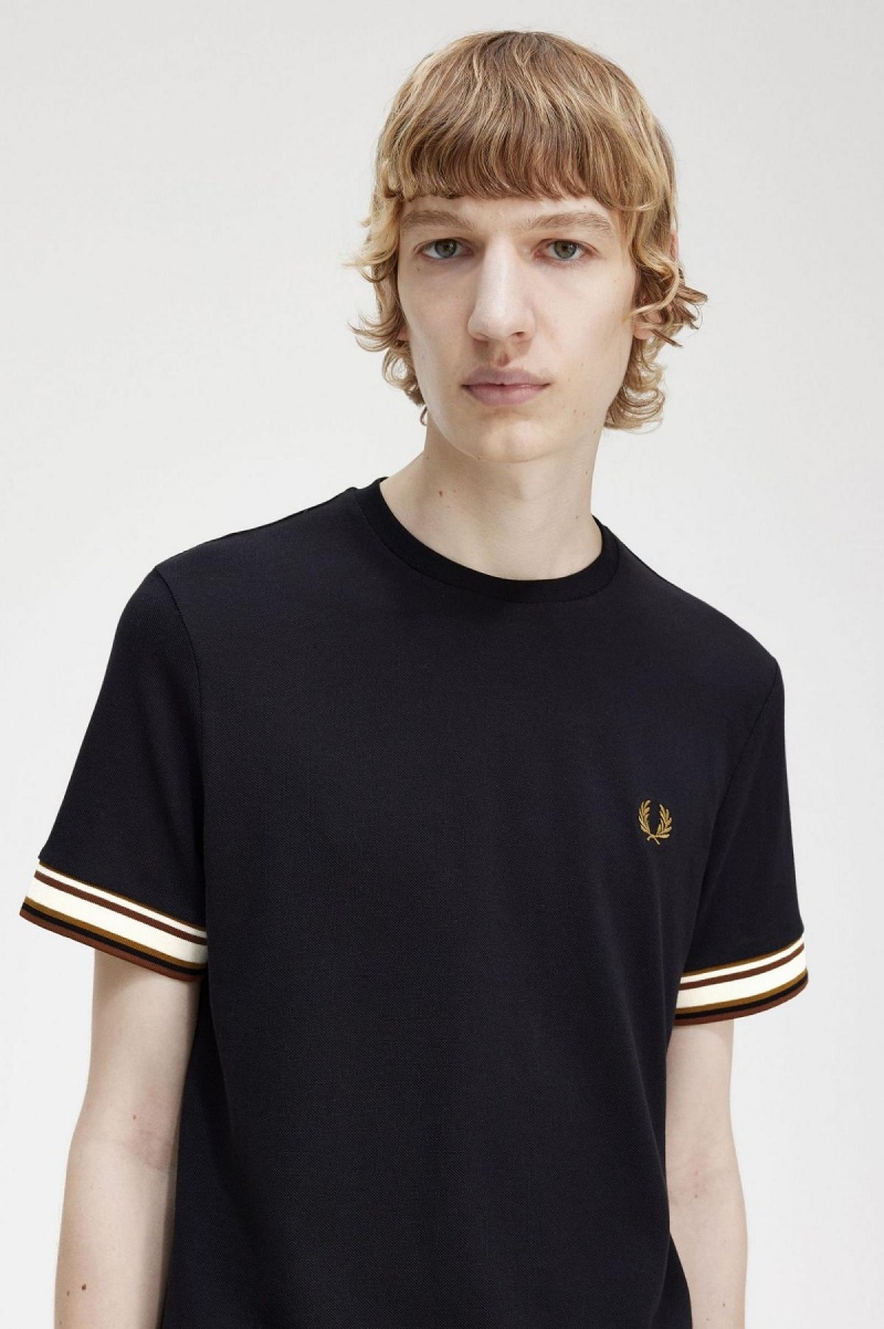 Fred Perry Bold Tipped Piqué T-shirts Herren Schwarz | TCHPQ59104