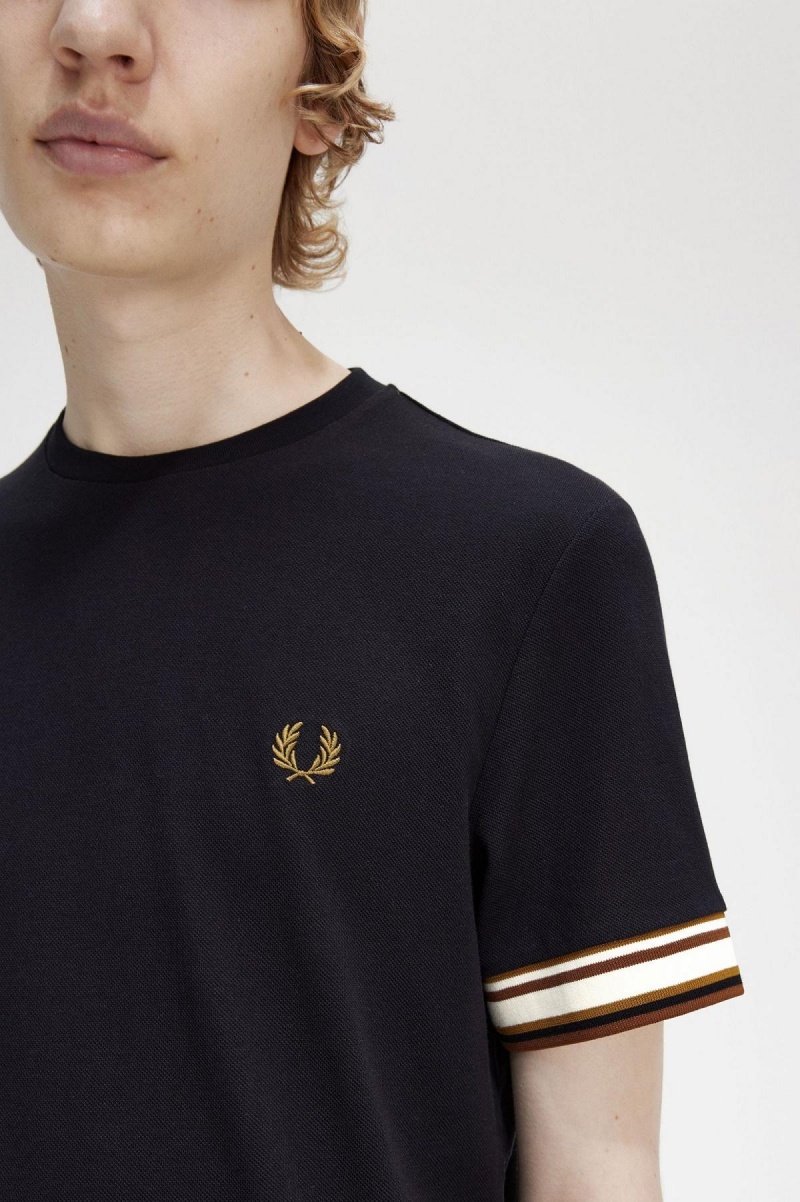 Fred Perry Bold Tipped Piqué T-shirts Herren Schwarz | TCHPQ59104