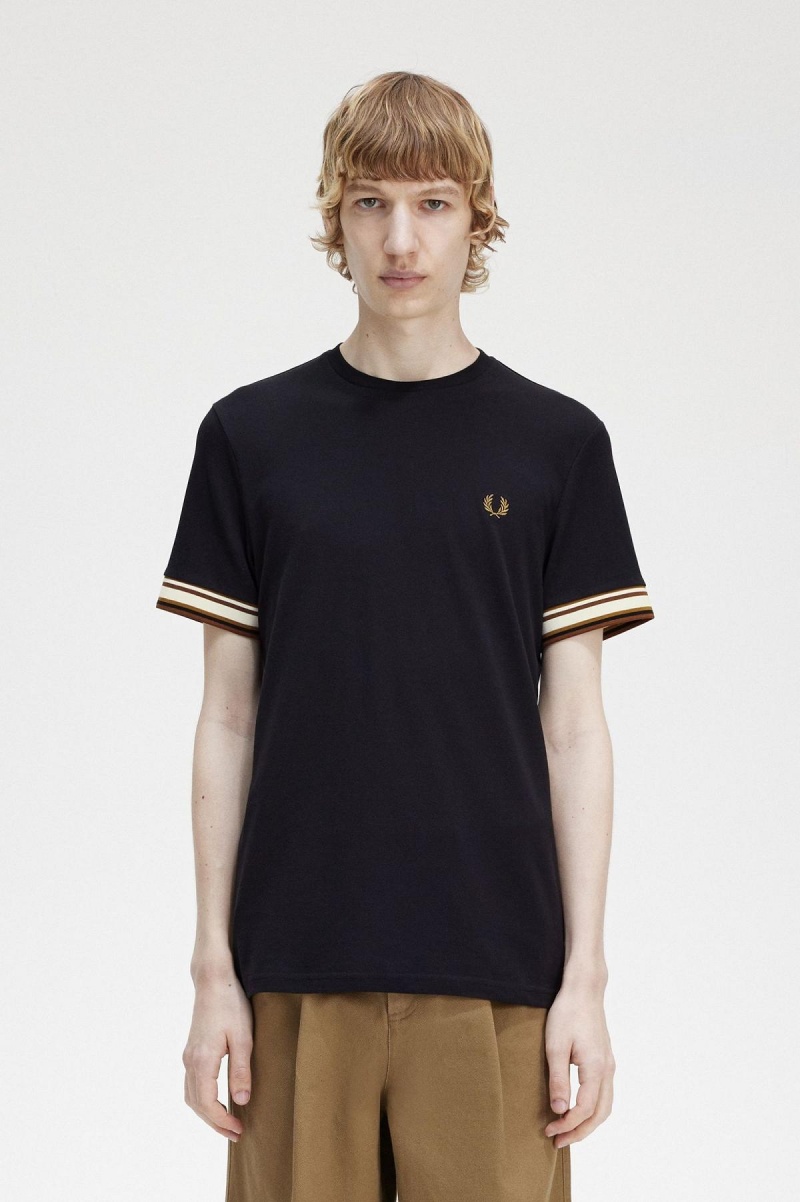 Fred Perry Bold Tipped Piqué T-shirts Herren Schwarz | TCHPQ59104