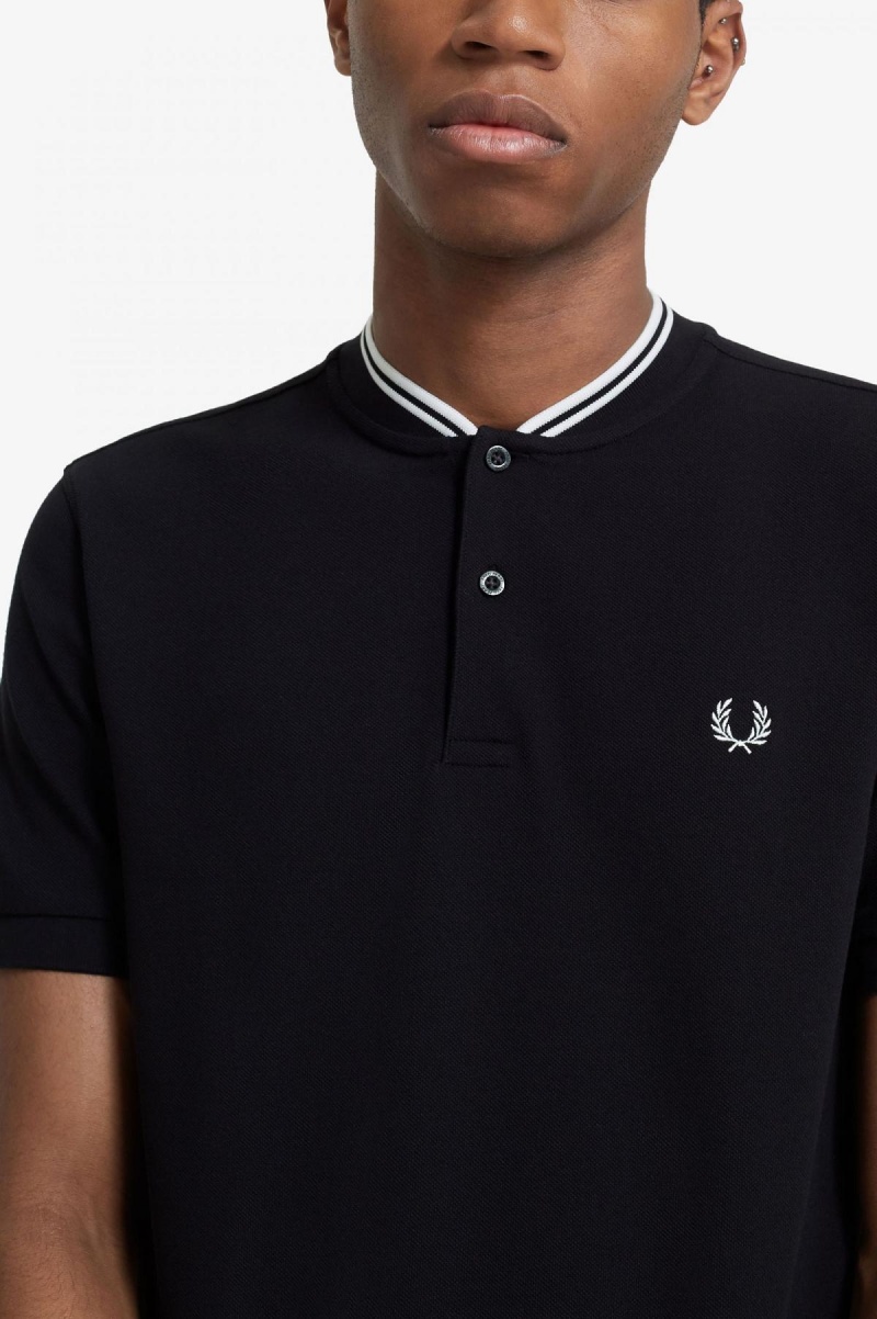 Fred Perry Bomber Collar Polo Shirt Polo Shirts Herren Schwarz | LCHTR50534