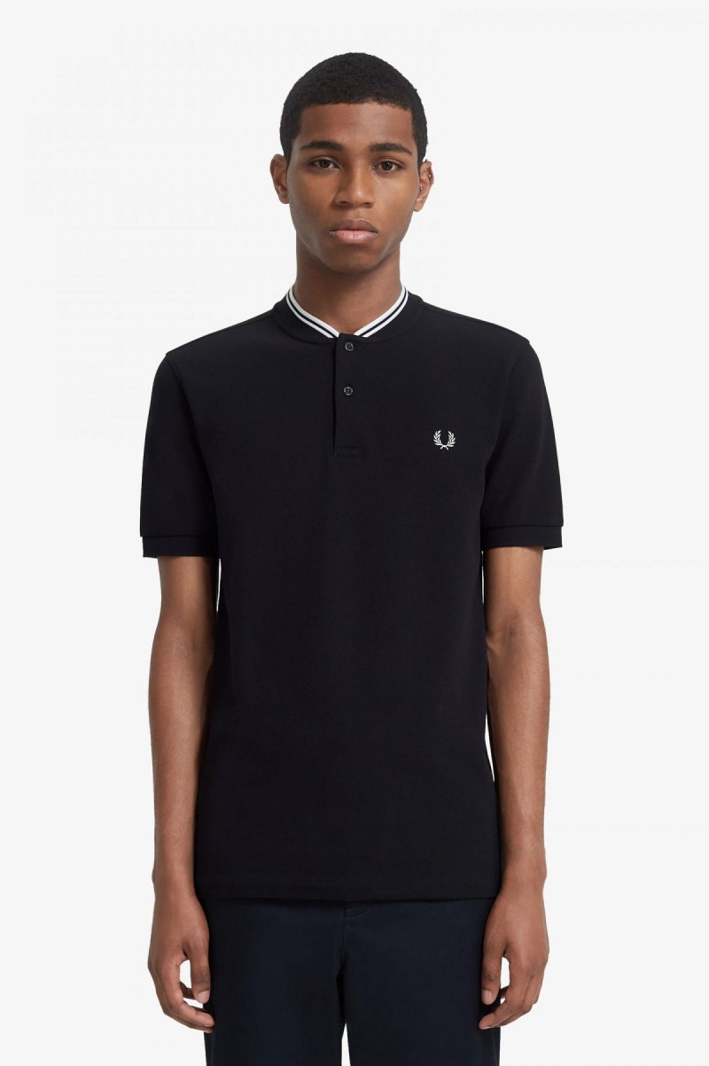 Fred Perry Bomber Collar Polo Shirt Polo Shirts Herren Schwarz | LCHTR50534