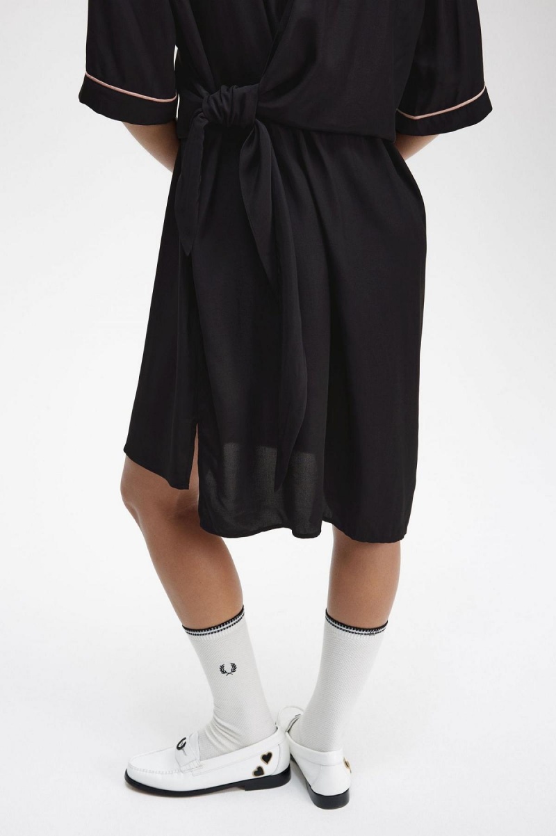 Fred Perry Bowling Shirt Kleid Damen Schwarz | CHCVG56730
