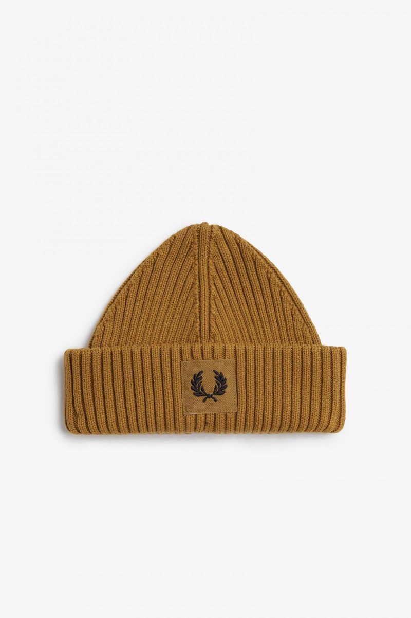Fred Perry Branded Patch Gerippt Mütze Accessories Dunkelschwarz | YCHGT76918