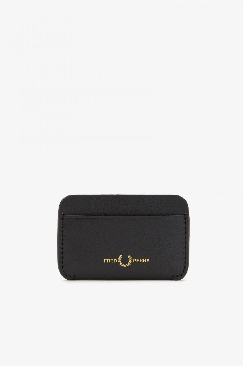 Fred Perry Burnished Leder Cardholder Geldbörse Accessories Schwarz | YCHGT97436
