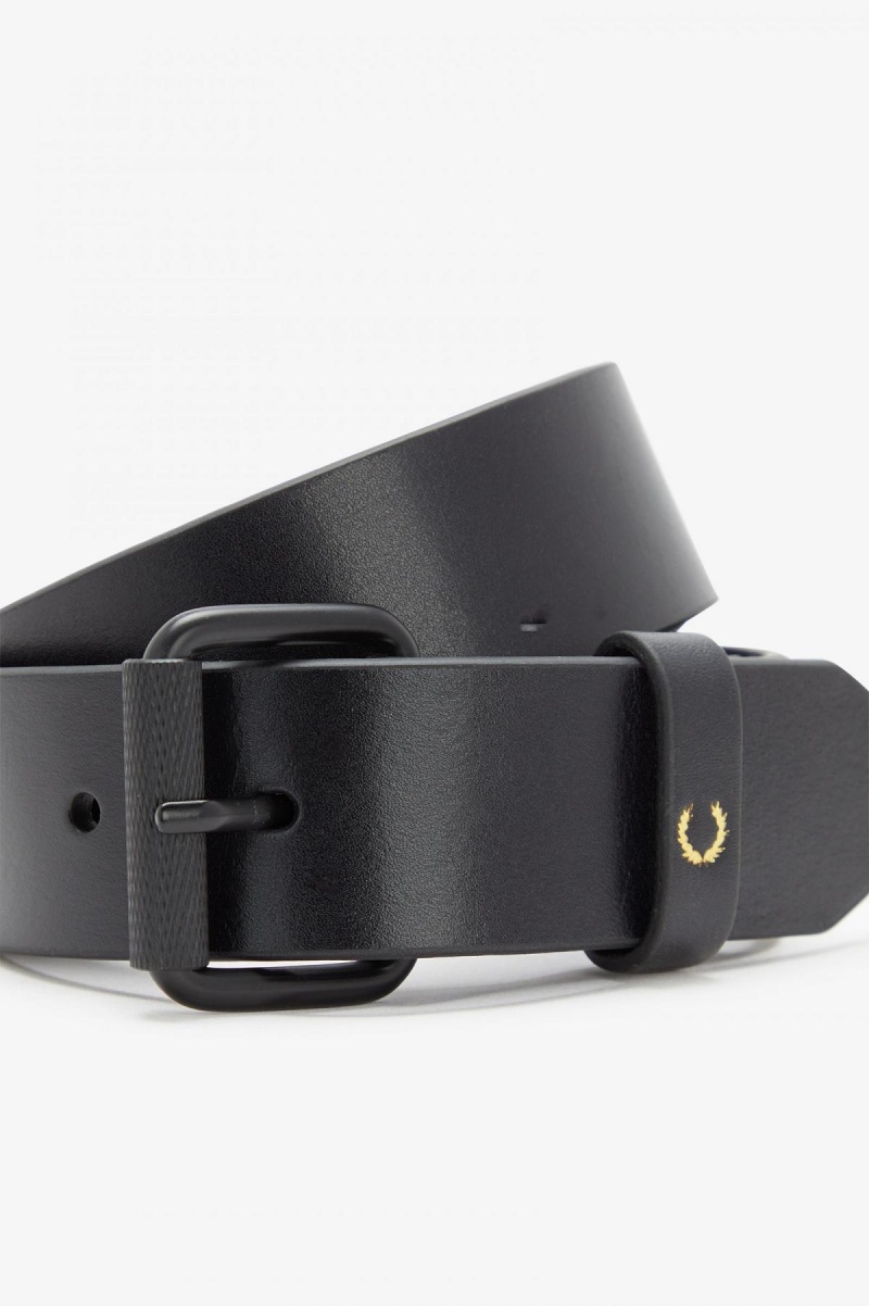 Fred Perry Burnished Leder Gürtel Accessories Schwarz | CHXMI49079