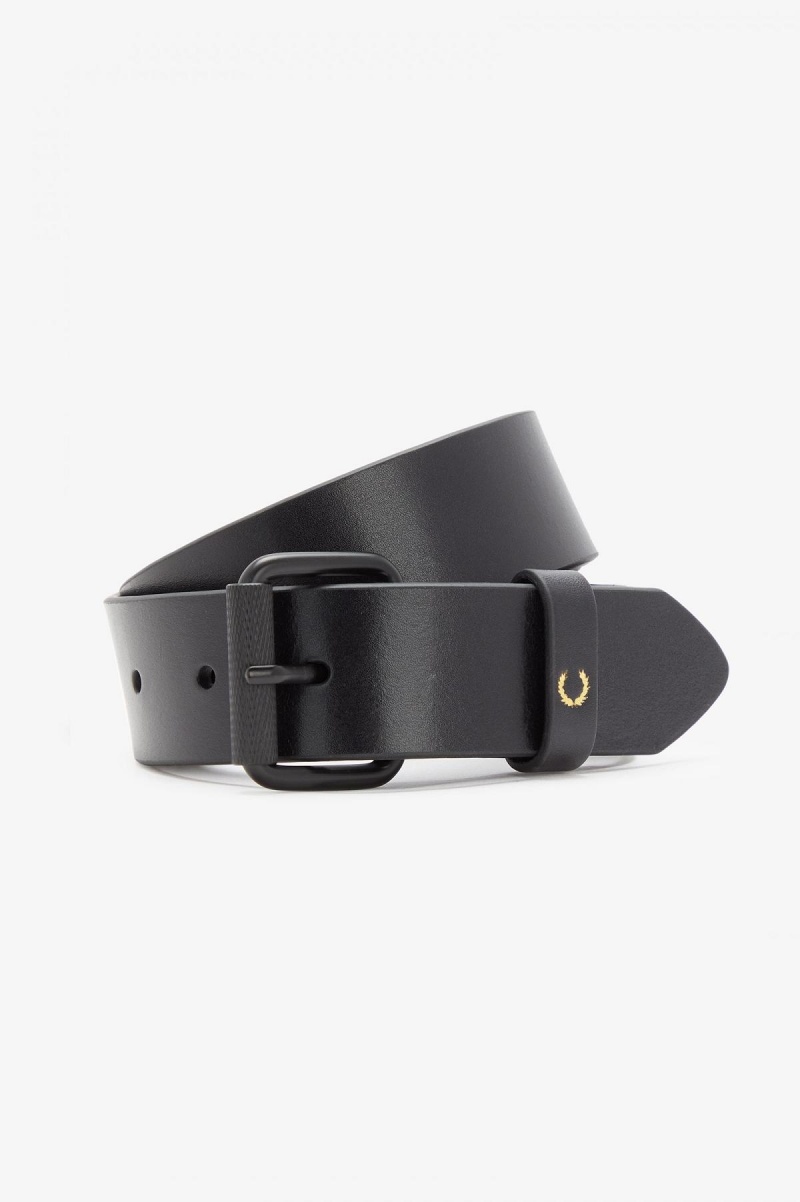 Fred Perry Burnished Leder Gürtel Accessories Schwarz | CHXMI49079