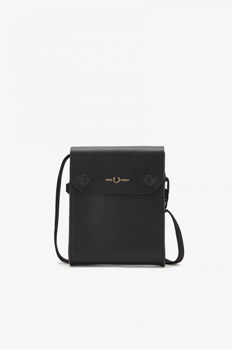 Fred Perry Burnished Leder Pouch Tasche Accessories Schwarz | CHDYB39999