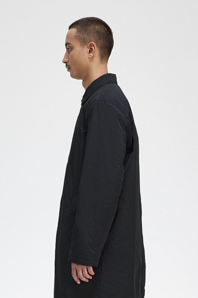 Fred Perry Button Through Mac Mäntel Herren Schwarz | CHDFL53935