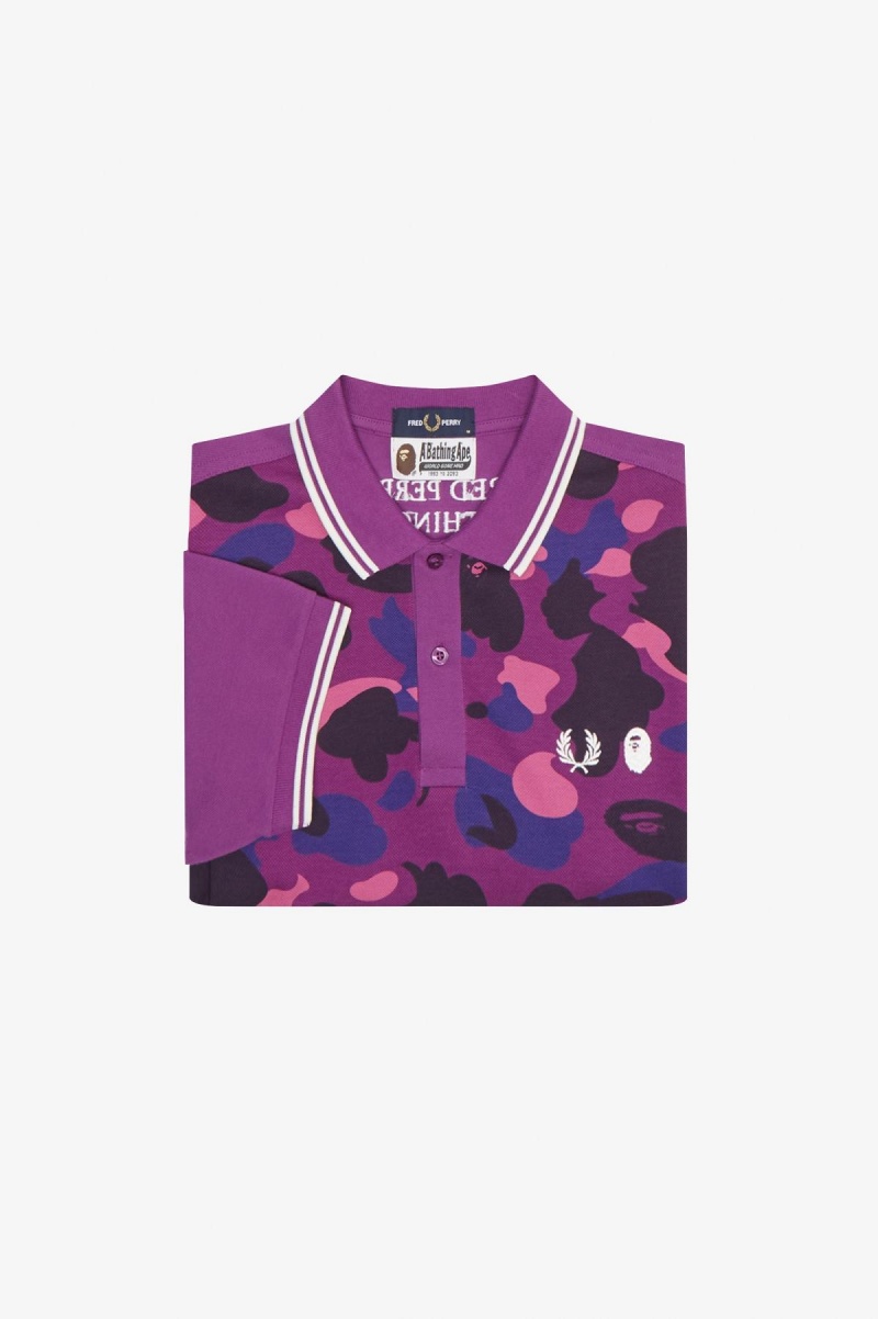 Fred Perry Camouflage Fred Perry Shirt Polo Shirts Herren Lila | ECHVG13129