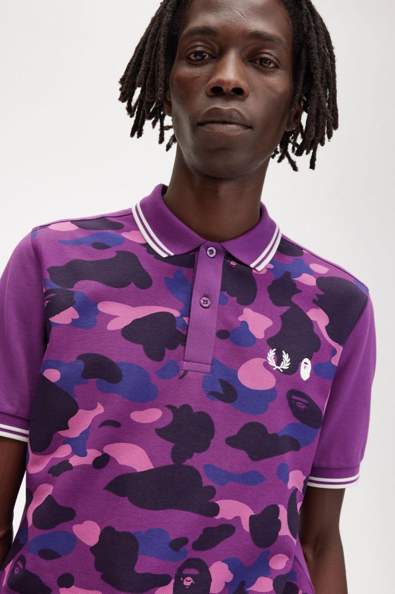 Fred Perry Camouflage Fred Perry Shirt Polo Shirts Herren Lila | ECHVG13129