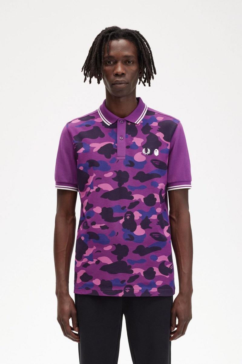 Fred Perry Camouflage Fred Perry Shirt Polo Shirts Herren Lila | ECHVG13129