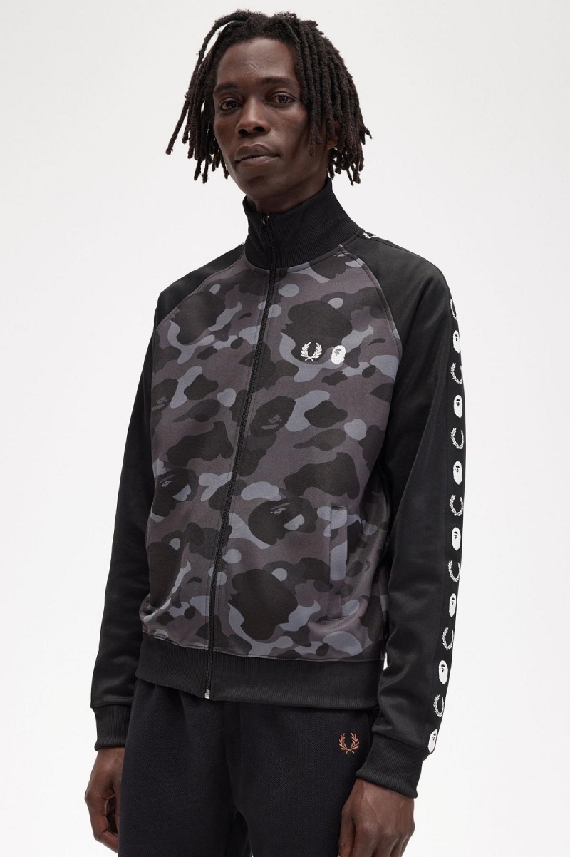 Fred Perry Camouflage Panel Trainingsjacke Herren Schwarz | CHZPD43261
