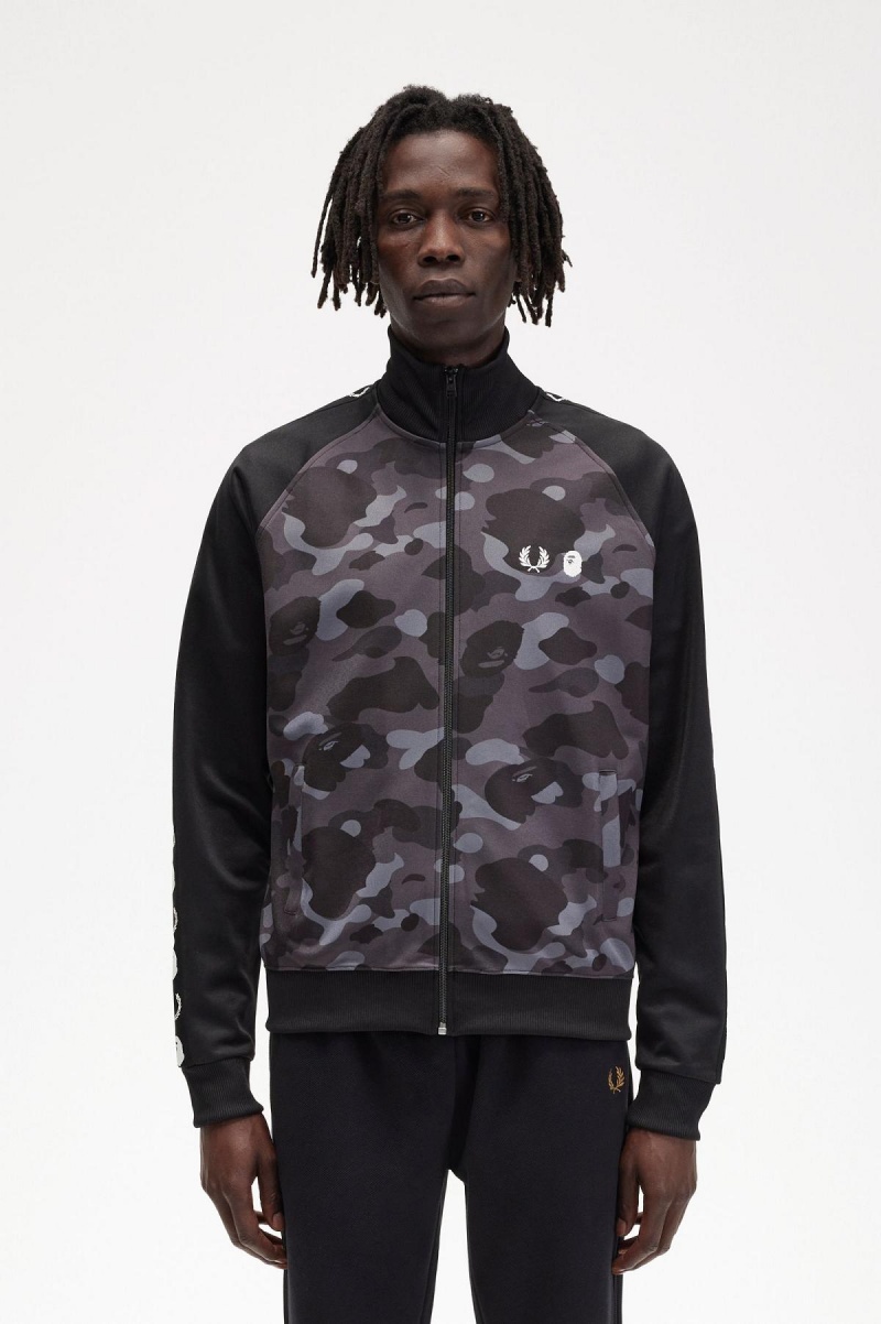 Fred Perry Camouflage Panel Trainingsjacke Herren Schwarz | CHZPD43261