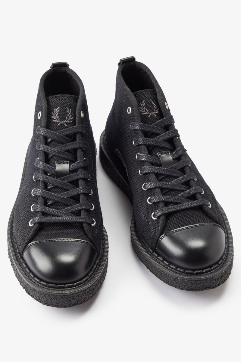 Fred Perry Canvas Monkey Schuhe Herren Schwarz | CHZPD70206