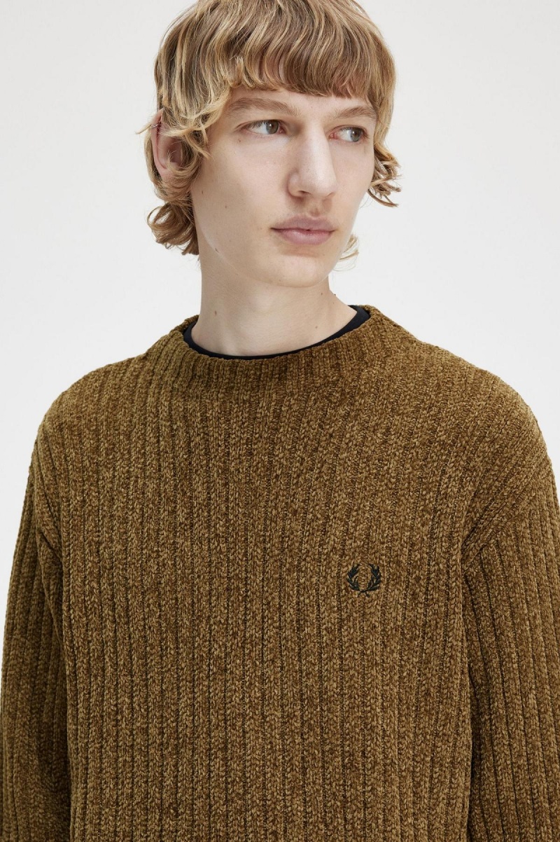 Fred Perry Chenille Rib Jumper Strickwaren Herren Shaded Stone | QCHUV78037