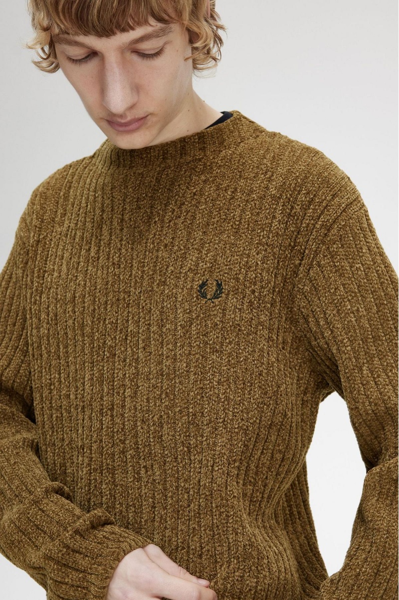 Fred Perry Chenille Rib Jumper Strickwaren Herren Shaded Stone | QCHUV78037
