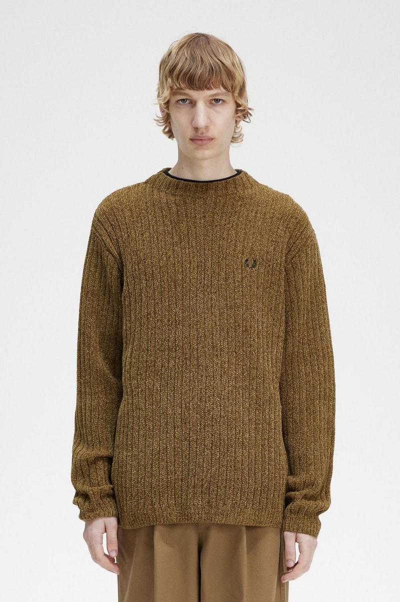 Fred Perry Chenille Rib Jumper Strickwaren Herren Shaded Stone | QCHUV78037