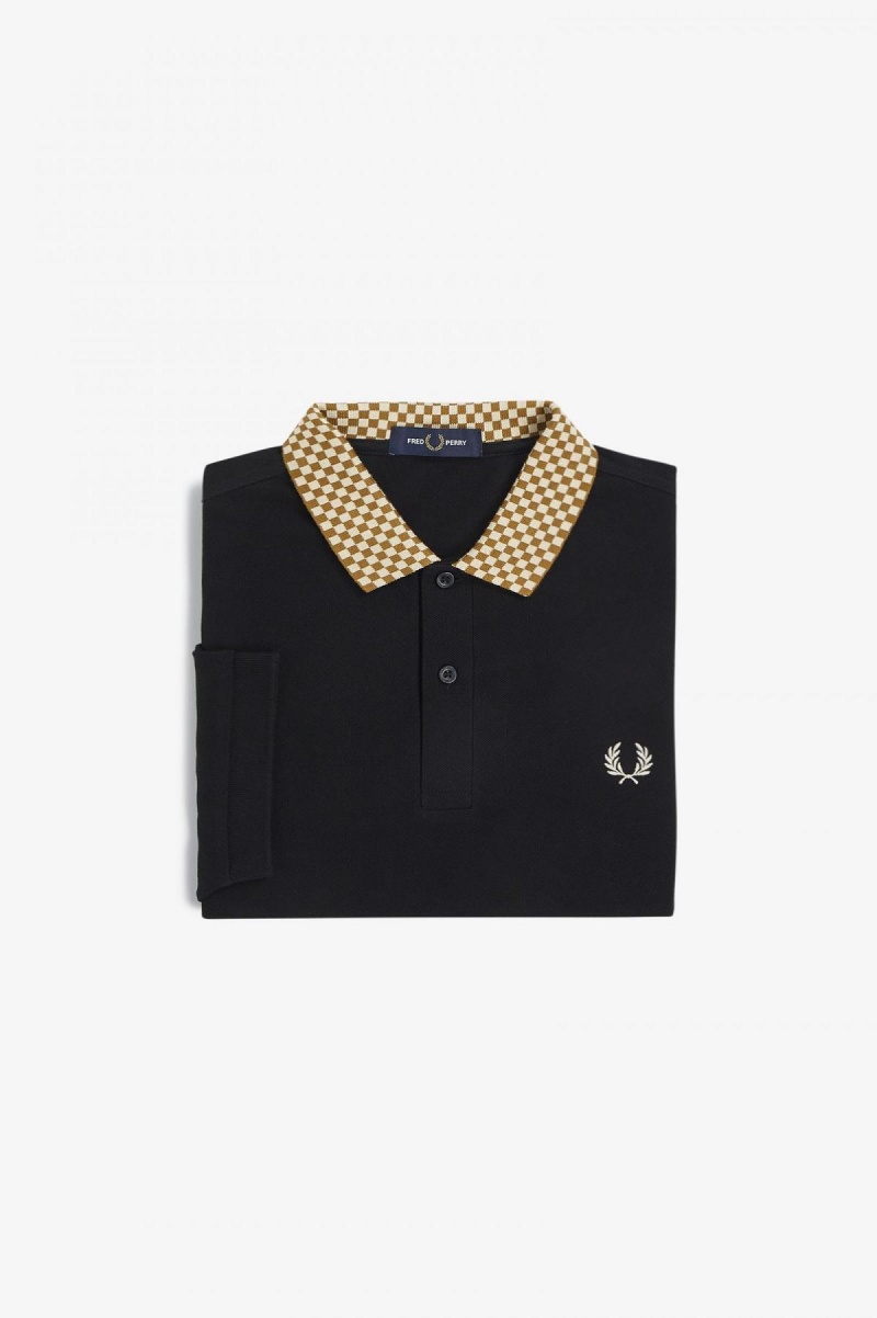 Fred Perry Chequerboard Collar Polo Shirt Polo Shirts Herren Schwarz | UCHND19332