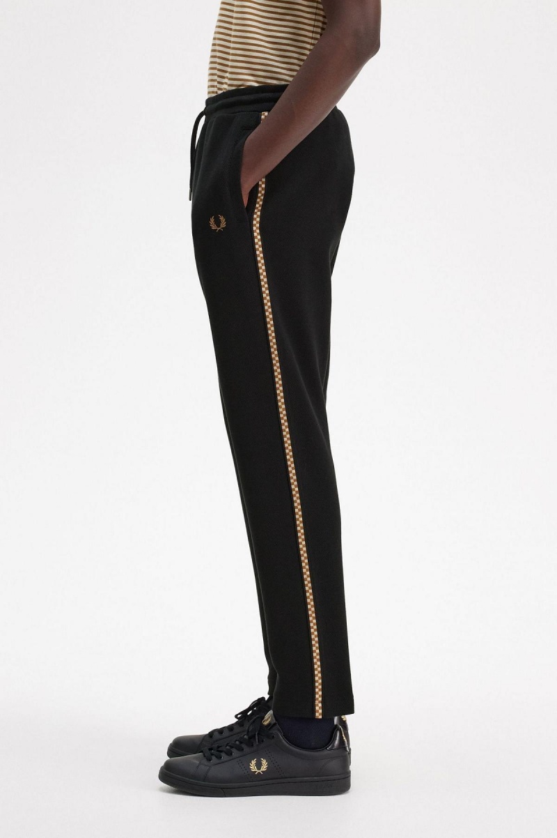 Fred Perry Chequerboard Tape Track Pants Hosen Herren Schwarz | SCHNY39023