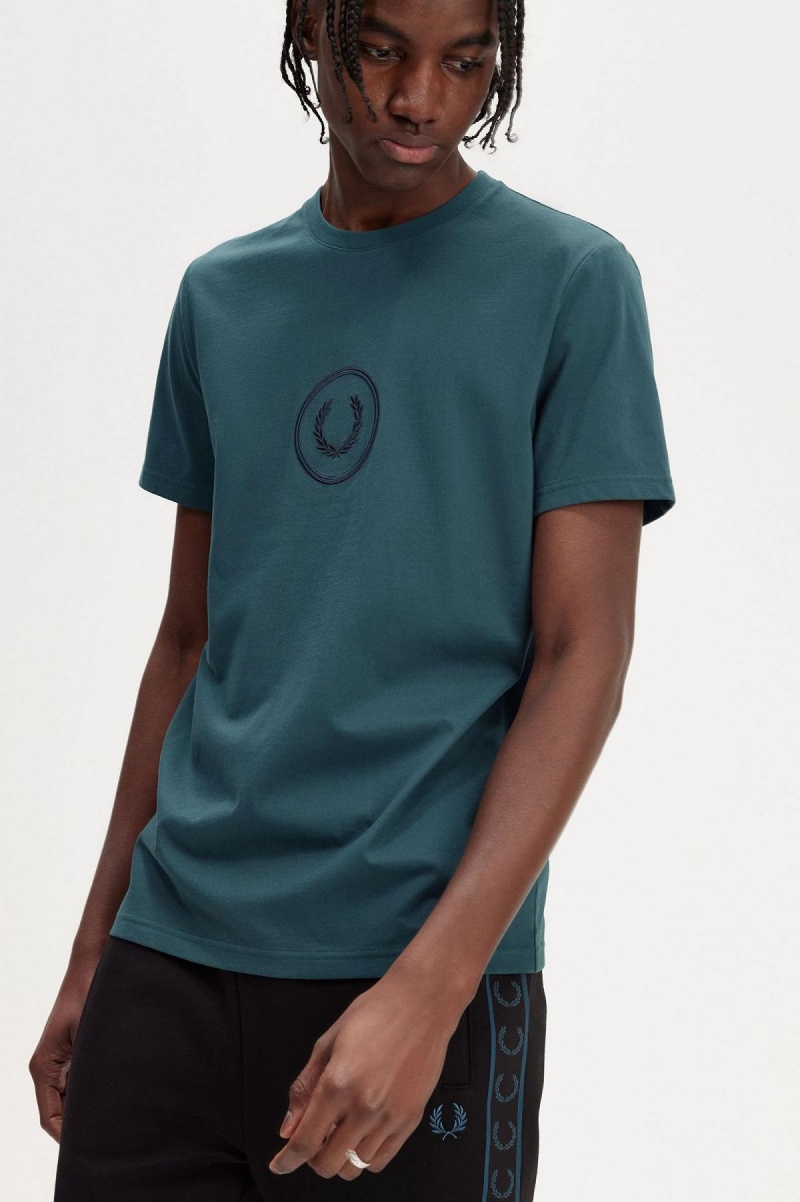 Fred Perry Circle Branding T-shirts Herren Blau | CHICD77425