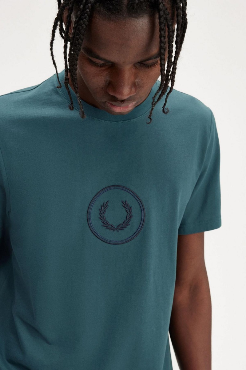 Fred Perry Circle Branding T-shirts Herren Blau | CHICD77425