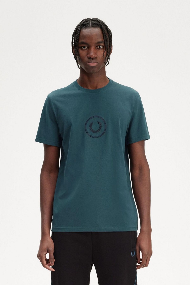 Fred Perry Circle Branding T-shirts Herren Blau | CHICD77425