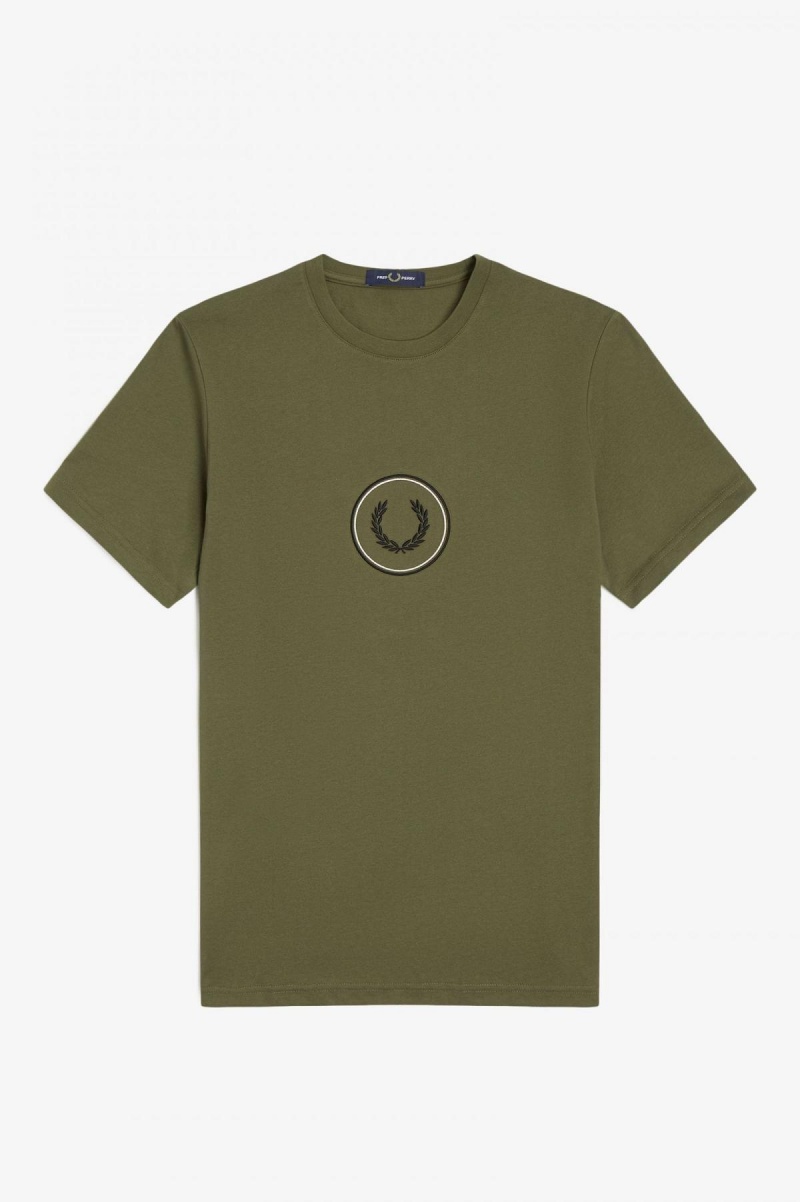 Fred Perry Circle Branding T-shirts Herren Grün Schwarz | CHQCS93936