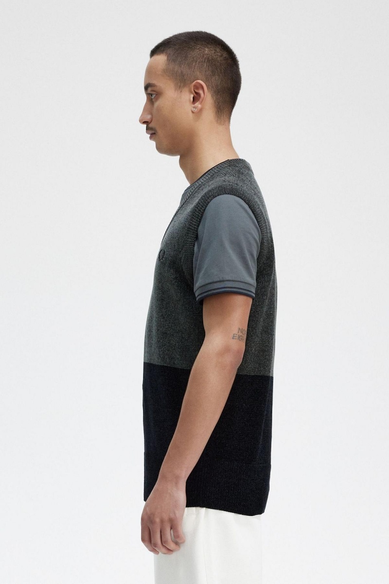 Fred Perry Colour Block Chenille Tank Strickwaren Herren Grün | MCHHR85818
