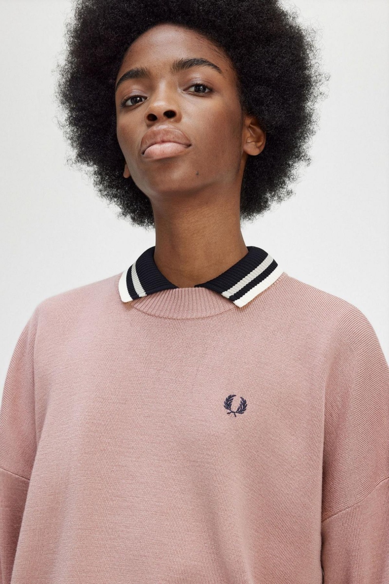 Fred Perry Colour Block Jumper Strickwaren Damen Rosa Rosa | MCHHR37256