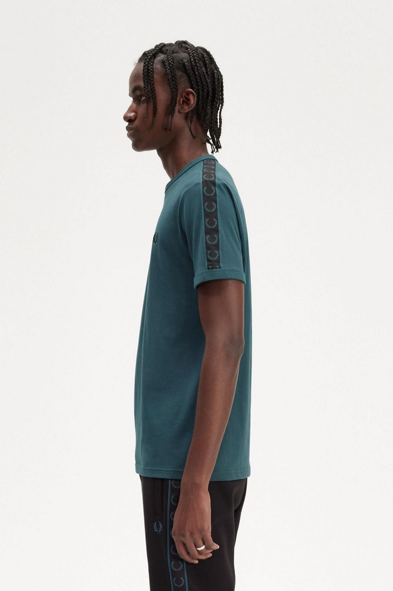 Fred Perry Contrast Tape Ringer T-shirts Herren Blau Schwarz | ECHVG53178