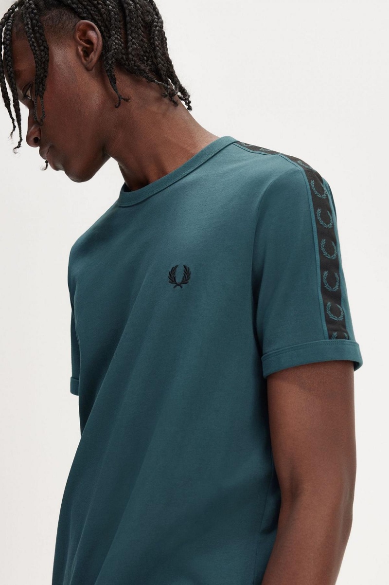 Fred Perry Contrast Tape Ringer T-shirts Herren Blau Schwarz | ECHVG53178