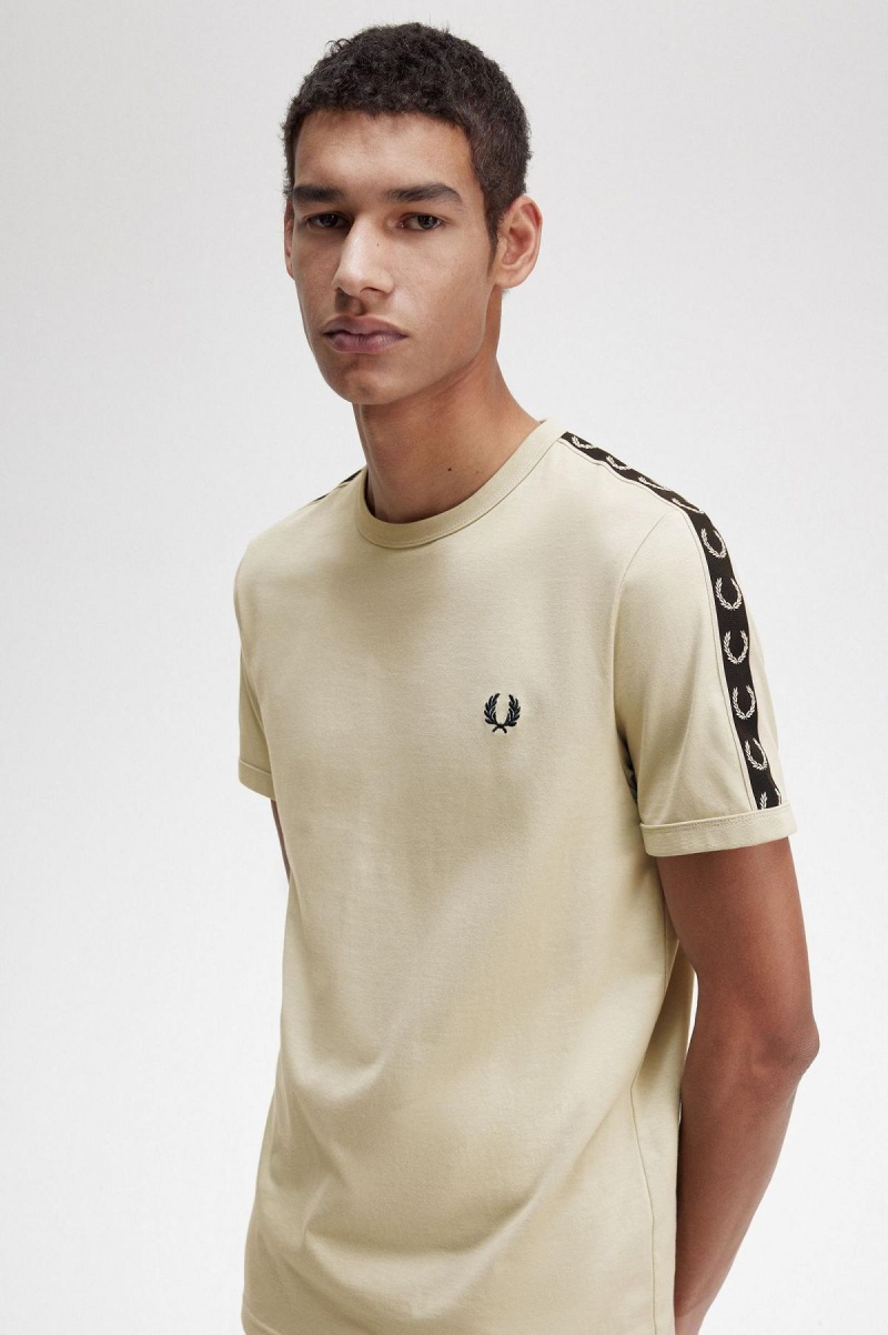 Fred Perry Contrast Tape Ringer T-shirts Herren Hellschwarz | FCHHY18308