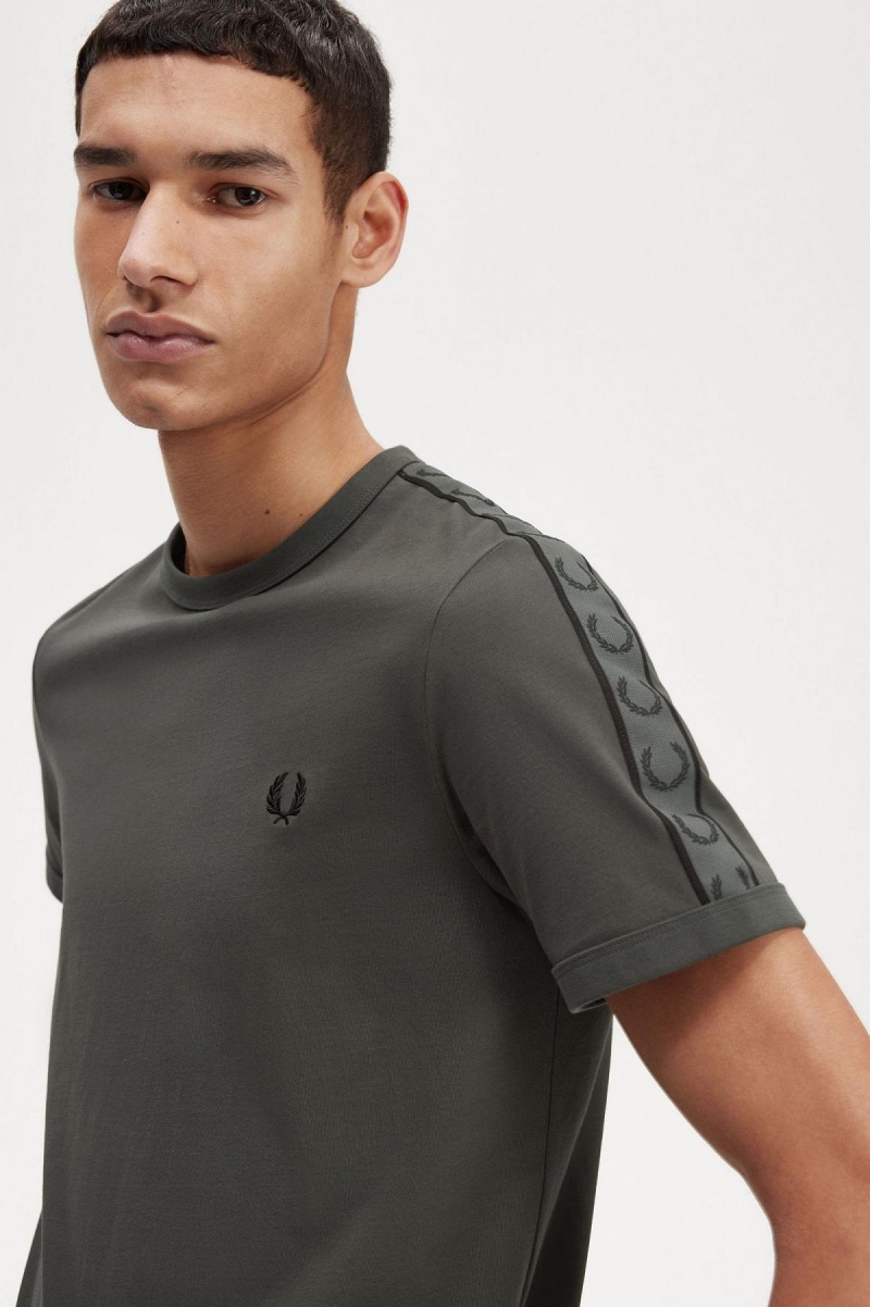 Fred Perry Contrast Tape Ringer T-shirts Herren Grün Grün | QCHUV84424