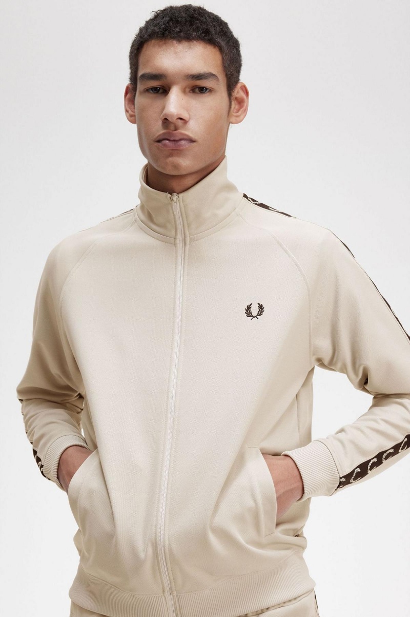 Fred Perry Contrast Tape Track Jacket Trainingsanzug Herren Hellschwarz | LCHTR55230