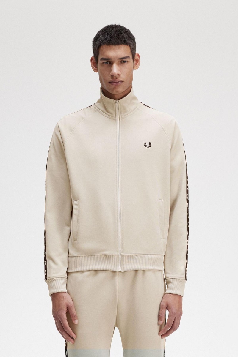 Fred Perry Contrast Tape Track Jacket Trainingsanzug Herren Hellschwarz | LCHTR55230