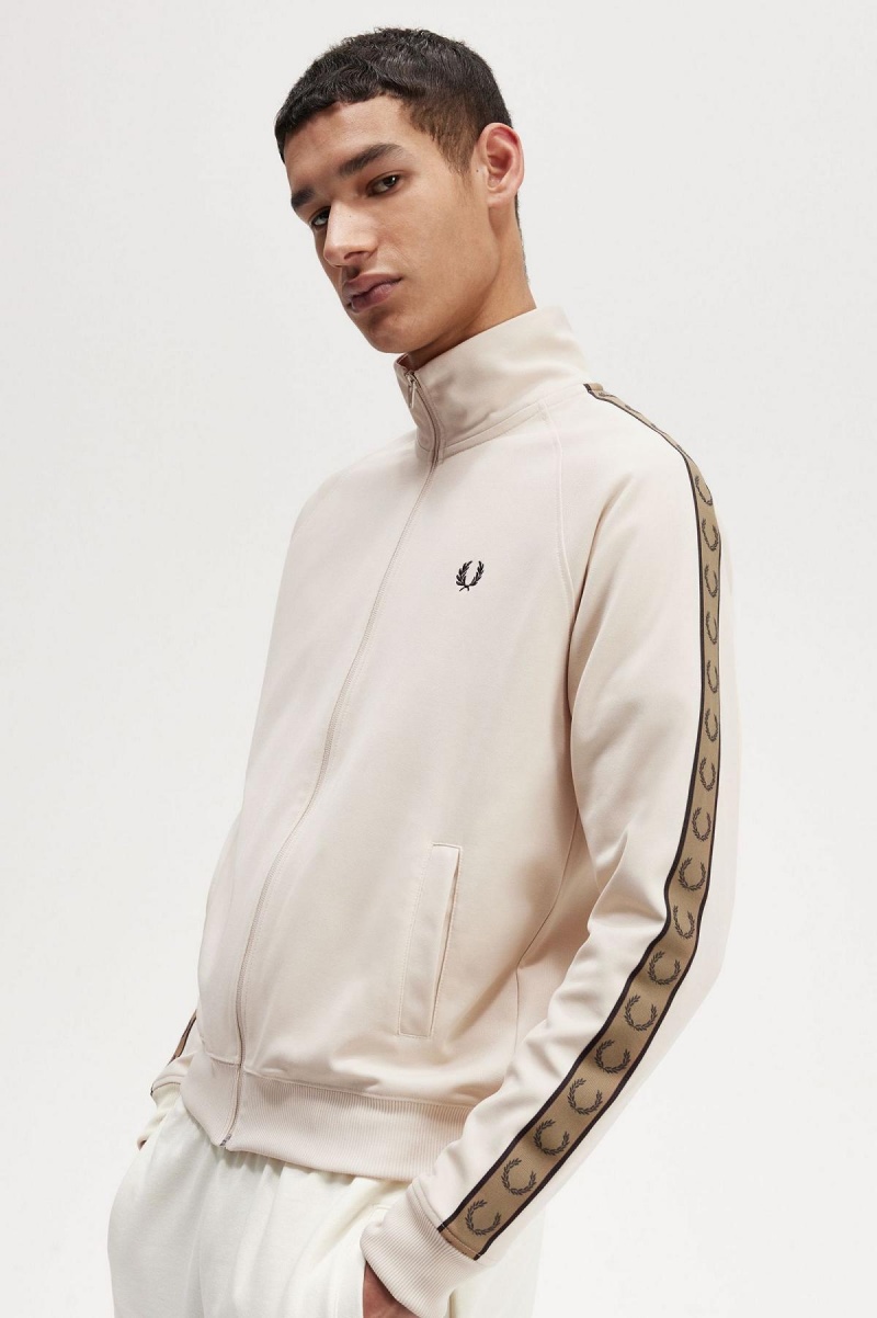 Fred Perry Contrast Tape Trainingsjacke Herren Oatmeal / Shaded Stone | XCHBH40041