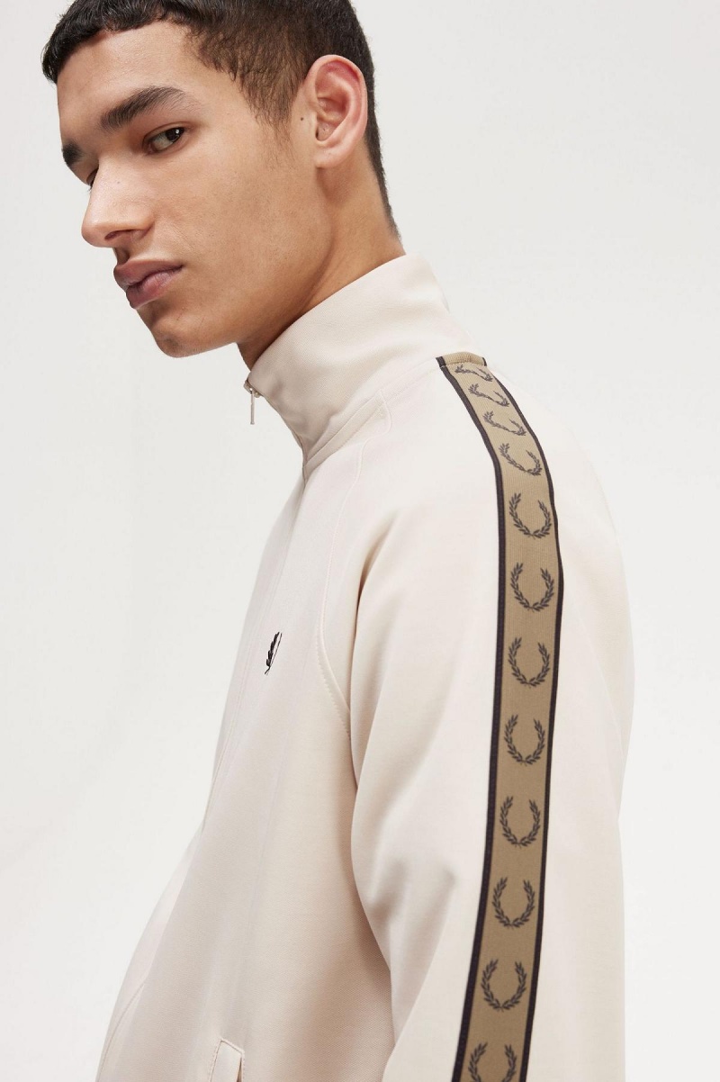 Fred Perry Contrast Tape Trainingsjacke Herren Oatmeal / Shaded Stone | XCHBH40041
