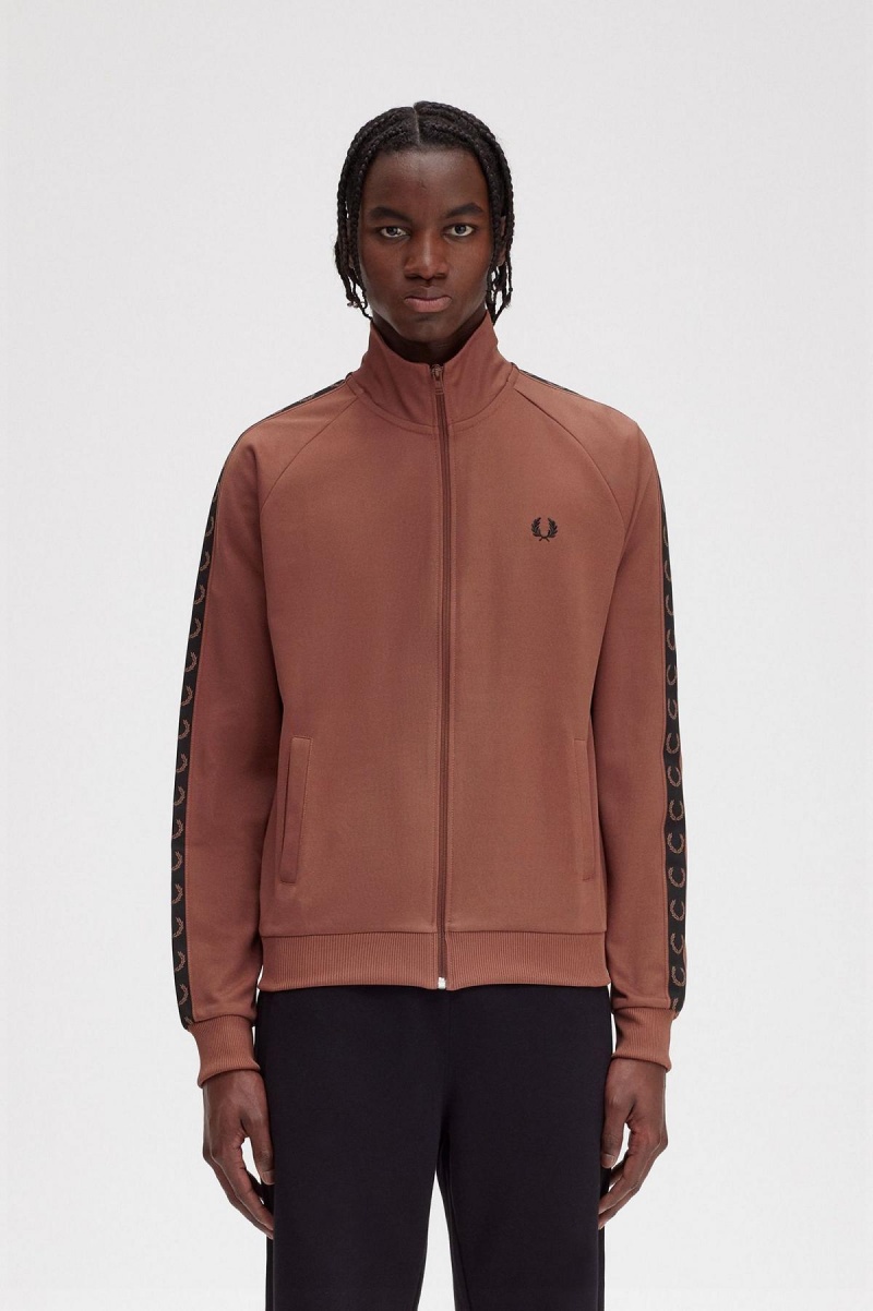 Fred Perry Contrast Tape Trainingsjacke Herren Braun Schwarz | CHXBR49377
