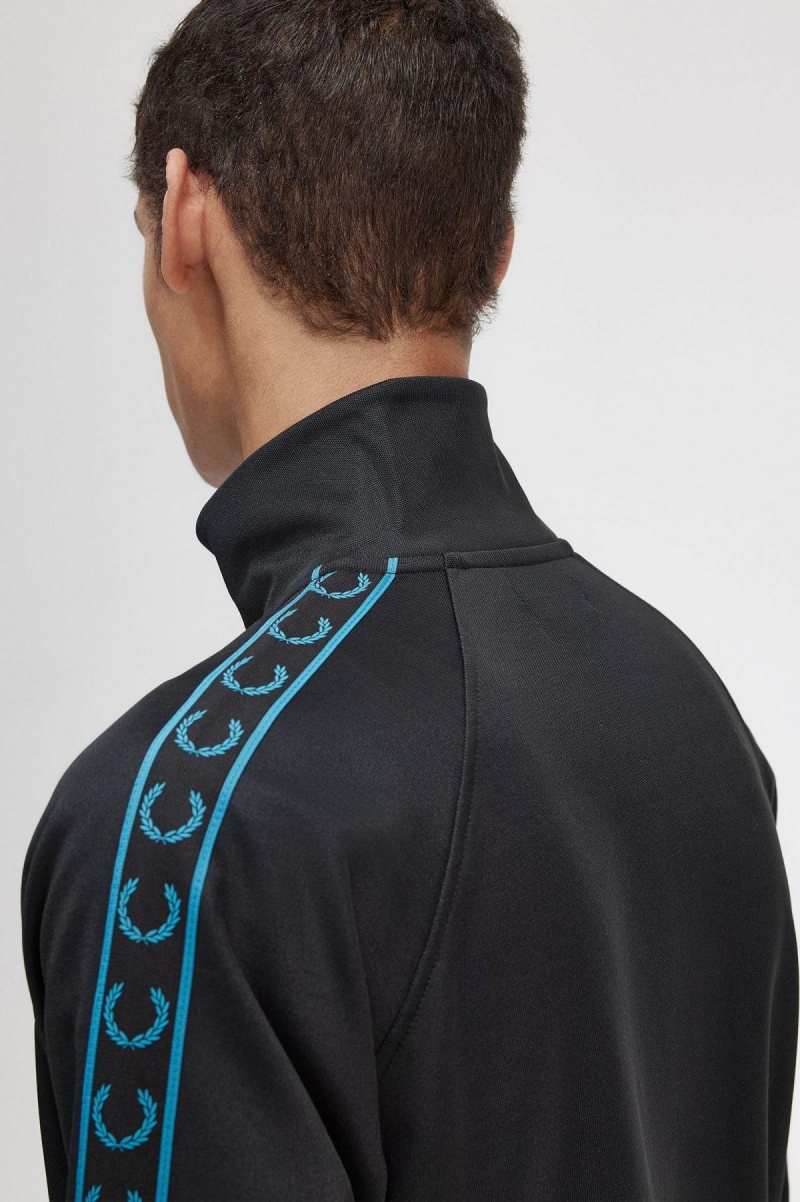 Fred Perry Contrast Tape Trainingsjacke Herren Schwarz Blau | ACHWC50405