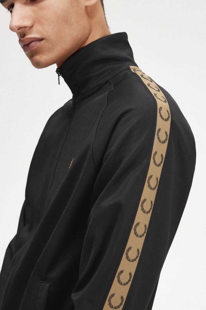 Fred Perry Contrast Tape Trainingsjacke Herren Schwarz | CHQCS53206