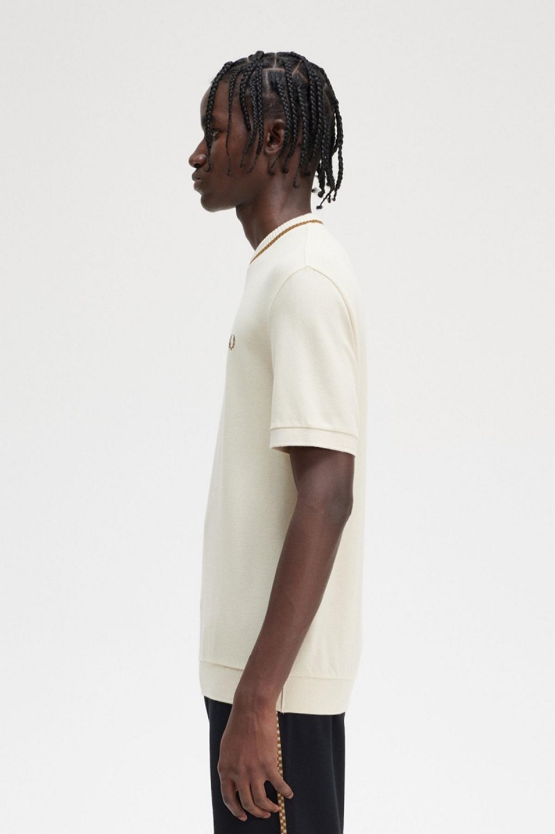 Fred Perry Crew Neck Piqué T-shirts Herren Oatmeal | CHNEJ21850