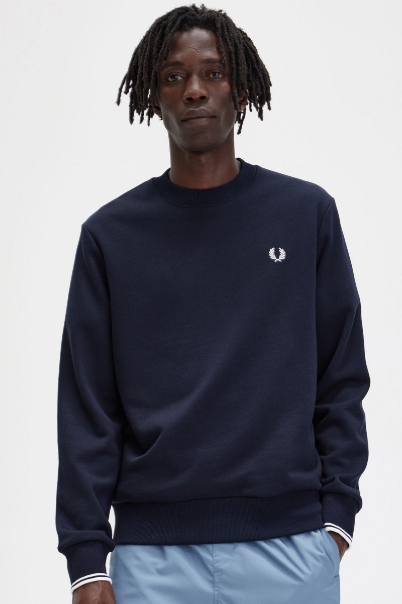 Fred Perry Crew Neck Sweatshirt Trainingsanzug Herren Navy | CHCVG53602