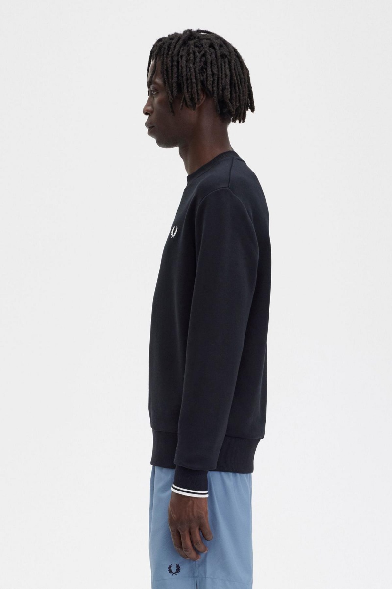 Fred Perry Crew Neck Sweatshirt Trainingsanzug Herren Schwarz | ACHDF48028