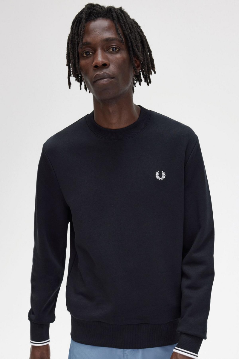 Fred Perry Crew Neck Sweatshirt Trainingsanzug Herren Schwarz | ACHDF48028
