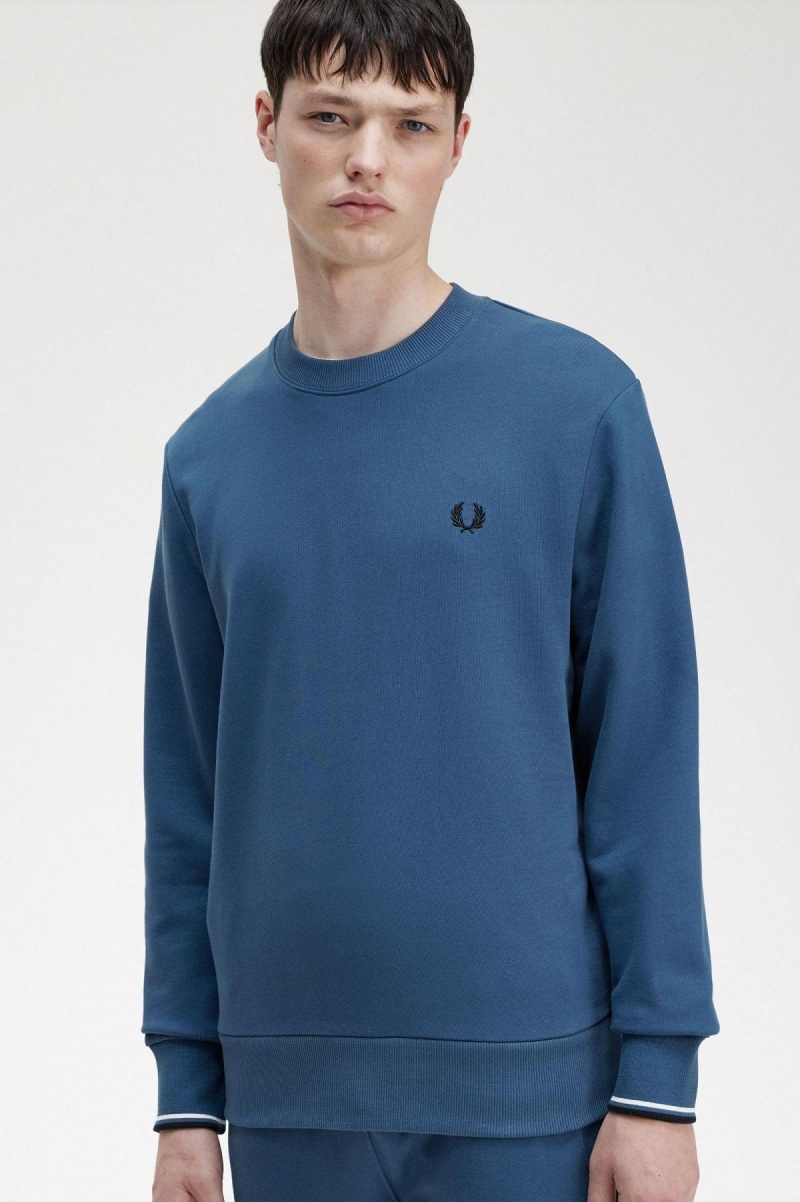 Fred Perry Crew Neck Sweatshirt Trainingsanzug Herren Blau | ACHWC67943