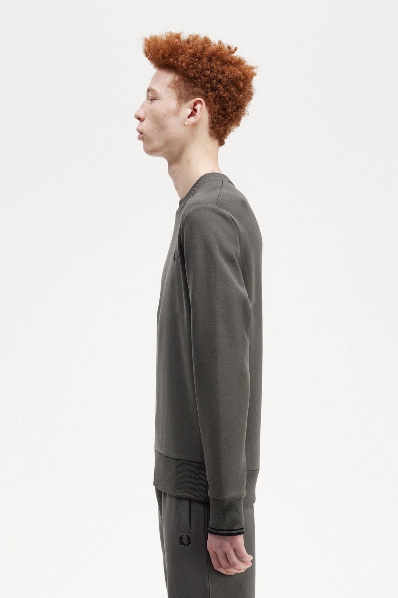 Fred Perry Crew Neck Sweatshirt Trainingsanzug Herren Grün | CHDFL72843